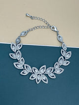 NICOLE - Double Marquise CZ Leaf Bracelet In Silver