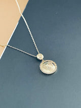 ANN - CZ Pave Star Circle Disc Necklace In 14k Gold