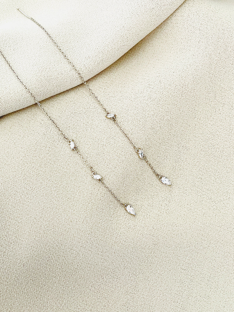SKYE - Simple Chain And Crystal Drop Needle Earrings