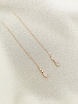 AVIS - Elegant Chain And Crystal Drop Needle Earrings