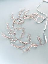 ATHENA – Crystal And Pearl Sprays Hair Circlet  In Rose Gold