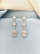 NATALIA - Multi-Shaped CZ Long Teardrop Crystal Earrings - JohnnyB Jewelry