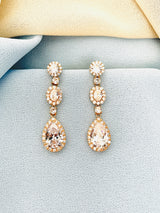 NATALIA - Multi-Shaped CZ Long Teardrop Crystal Earrings - JohnnyB Jewelry