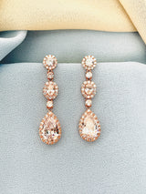 NATALIA - Multi-Shaped CZ Long Teardrop Crystal Earrings - JohnnyB Jewelry