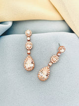 NATALIA - Multi-Shaped CZ Long Teardrop Crystal Earrings - JohnnyB Jewelry