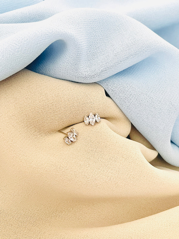 EMILY - Triple Marquise CZ Stud Earrings In Silver