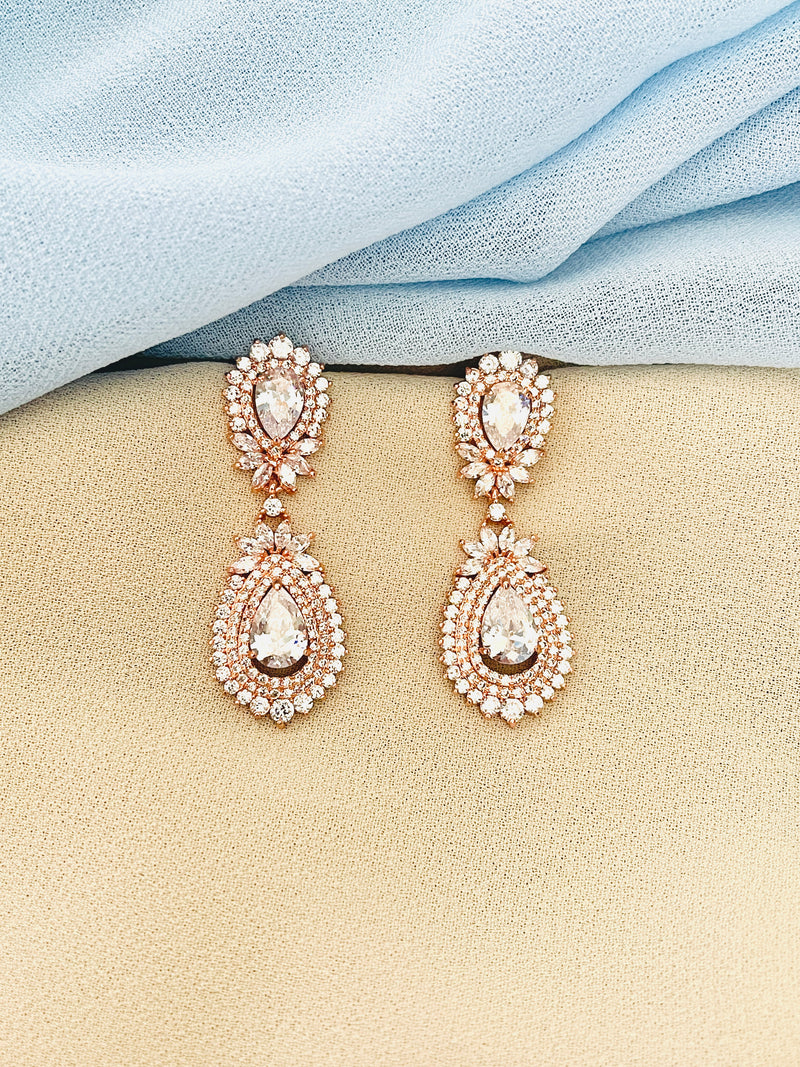 CATALINA - Ornate Teardrop Crystal Earrings - JohnnyB Jewelry