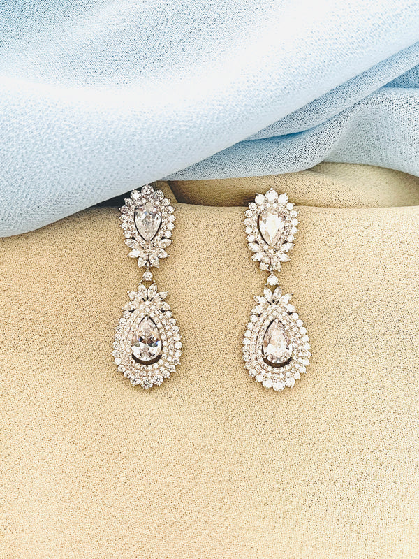 CATALINA - Ornate Teardrop Crystal Earrings - JohnnyB Jewelry