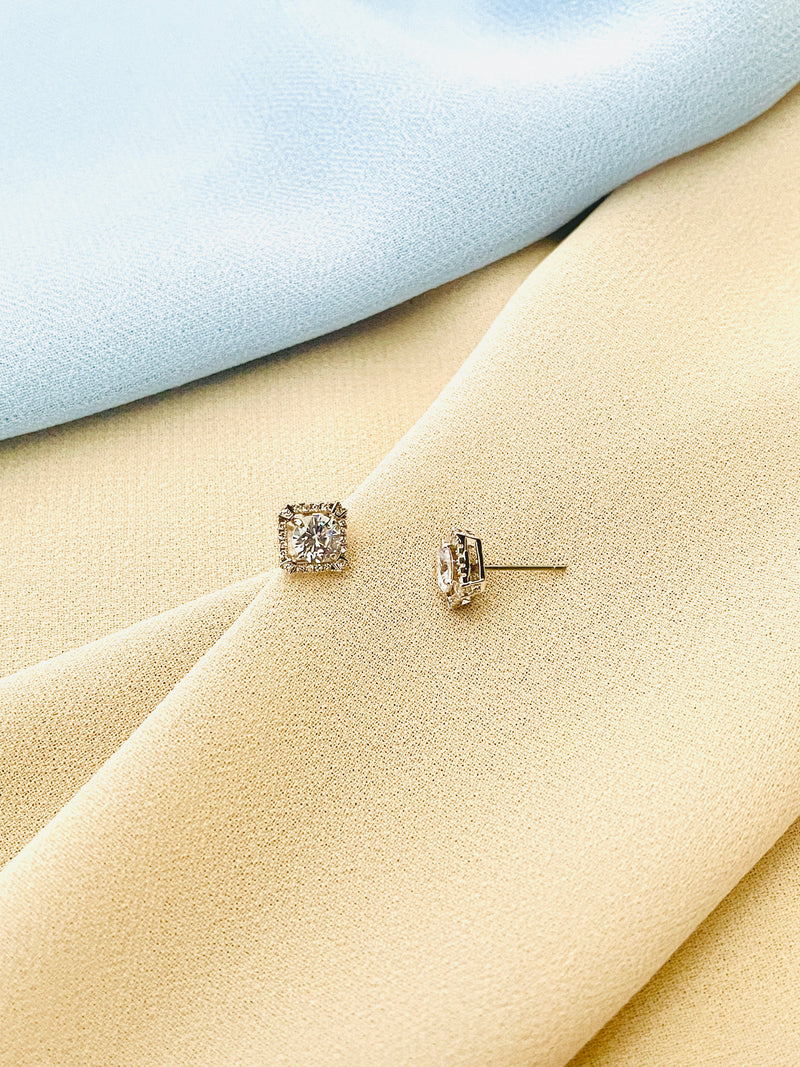 KINSLEY - Square-Setting CZ Stud Earrings - JohnnyB Jewelry