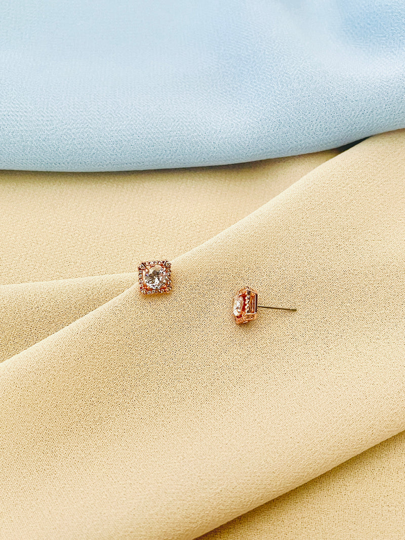 KINSLEY - Square-Setting CZ Stud Earrings - JohnnyB Jewelry