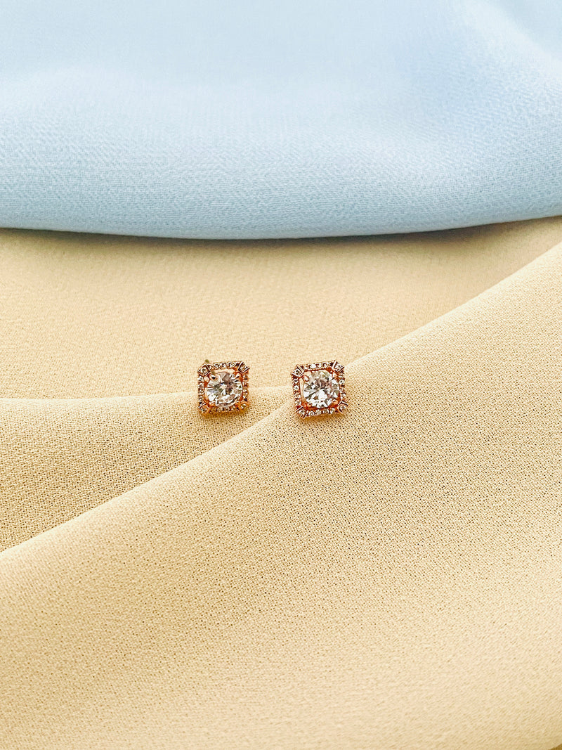 KINSLEY - Square-Setting CZ Stud Earrings - JohnnyB Jewelry