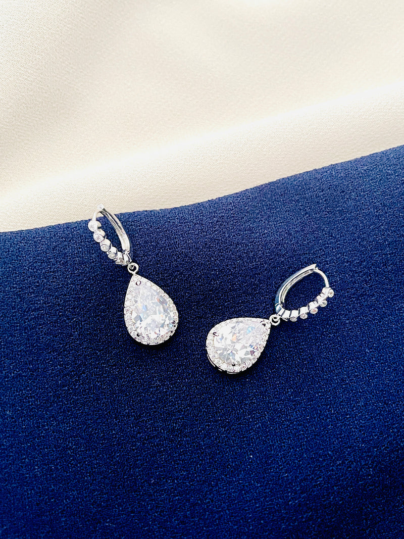 ZIA - Teardrop Dangle CZ Crystal Earrings - JohnnyB Jewelry