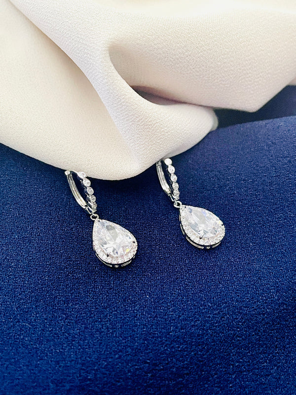 ZIA - Teardrop Dangle CZ Crystal Earrings - JohnnyB Jewelry