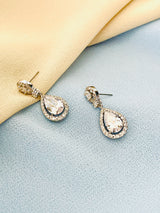 FLAVIA - Teardrop Crystal Earrings In Silver - JohnnyB Jewelry