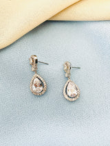 FLAVIA - Teardrop Crystal Earrings In Silver - JohnnyB Jewelry