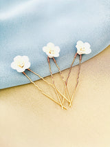 JASMINA- 3PCS CLASSIC CLAY FLOWER WITH PEARL HAIR PINS