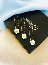 JASMINA- 3PCS CLAY FLOWER WITH PEARL HAIR PINS