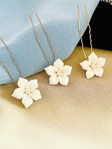 JASMINA- 3PCS FULL BLOOM CLAY FLOWER WITH PEARL HAIR PINS