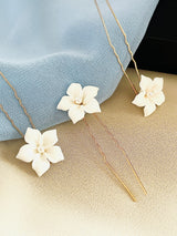 JASMINA- 3PCS FULL BLOOM CLAY FLOWER WITH PEARL HAIR PINS