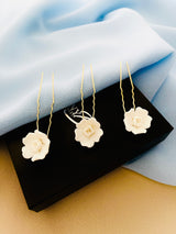 JASMINA- 3PCS CLAY FLOWER HAIR PINS