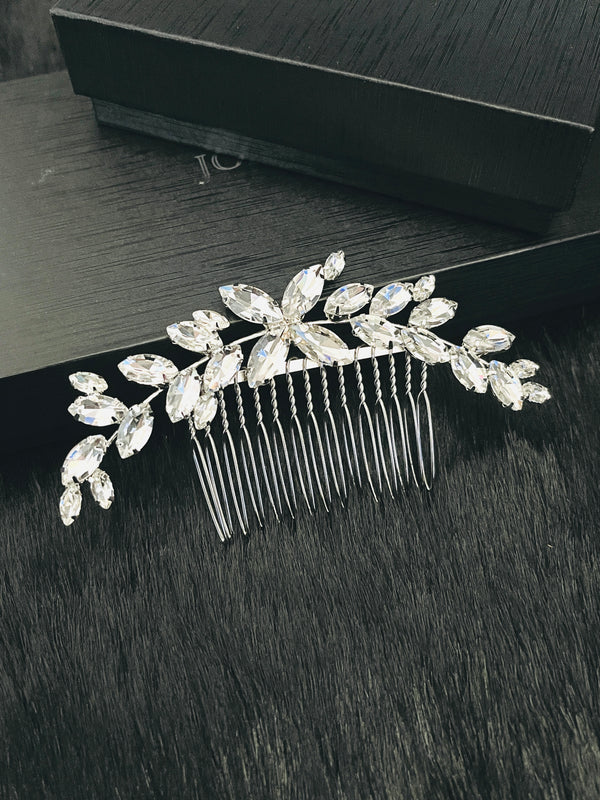 LULA - MARQUISE CRYSTAL HAIR COMB IN SILVER