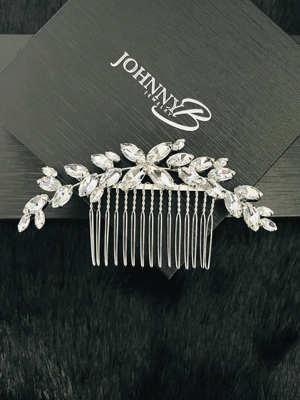 LULA - MARQUISE CRYSTAL HAIR COMB IN SILVER