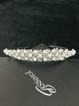 GENE - Round Crystal With Pearl Tiara In Silver