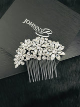 VIOLA - MARQUISE AND ROUND CRYSTAL HAIR COMB IN SILVER
