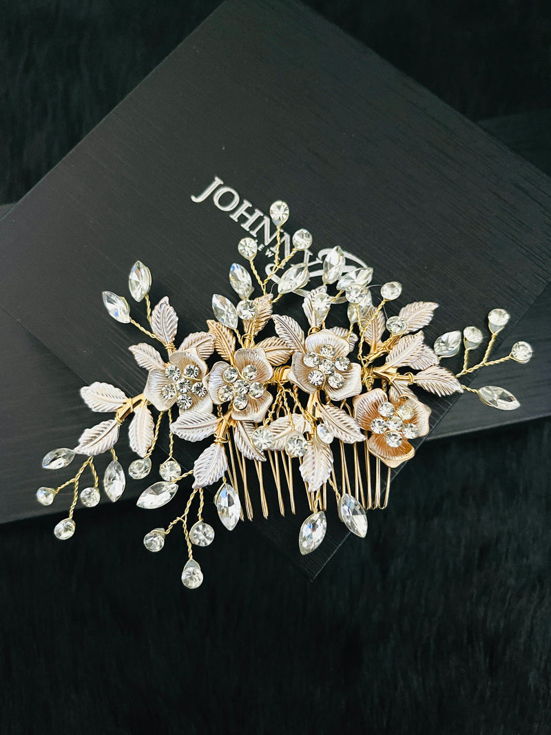 ZOSIME - Metal Petals With Crystal Hair Comb