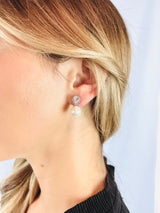 ATLANTA - Inverted Teardrop Crystal And Pearl Stud Earrings In Silver