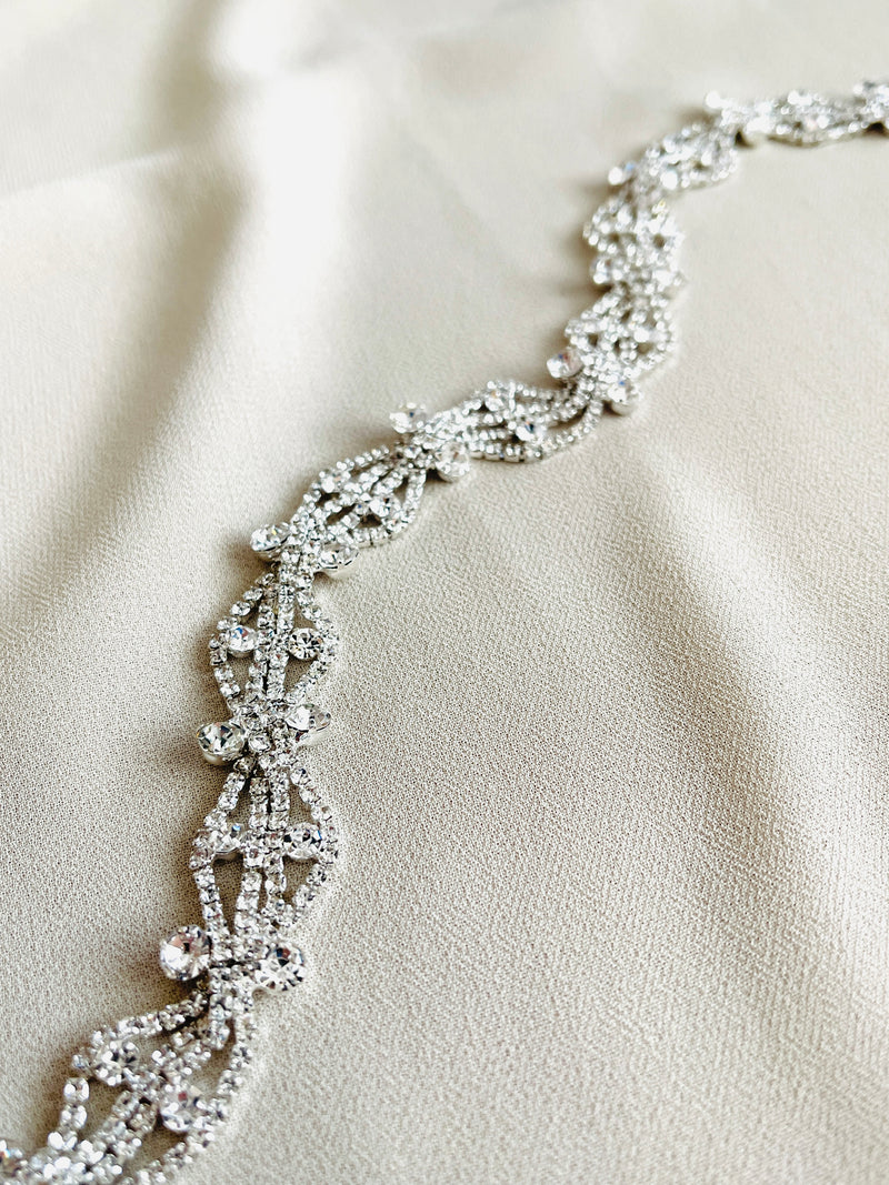 COTY - Flexible Sparkle Crystal Belt Sashes In Silver