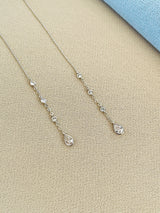 ELORA - Elegant Chain And Crystal Drop Needle Earrings