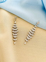 MADELEINE - Multi-Crystal Fall-Water Earrings In Silver - JohnnyB Jewelry
