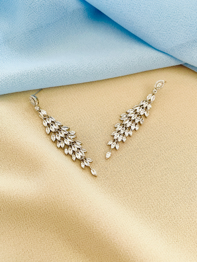 MADELEINE - Multi-Crystal Fall-Water Earrings In Silver - JohnnyB Jewelry