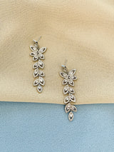 NICOLE - Double Marquise CZ Leaf Earrings In Silver