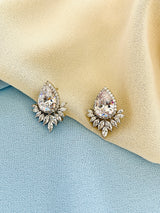 CLEOPATRA - Large Teardrop With Marquise CZ Earrings In Silver