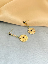 PHIONA - Multi-Colour CZ Disc Dangle Earrings In 14k Gold