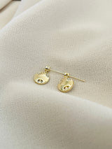 JUNO - Modern Round With Crystal Insets Drop Earrings In 14k Gold