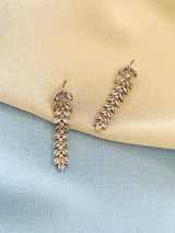 KATRINA - Modern Leaf-Shaped CZ Drop Earrings In Silver