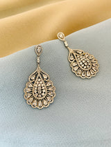 LAKSHMI - Exotic CZ Pave Dangle Earrings In Silver