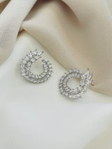 OPHELIA - Multi-Crystal Wreath-Shaped Stud Earrings In Silver - JohnnyB Jewelry