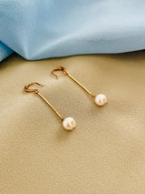 PEARLENE - DAINTY METAL WITH 8-8.5MM FRESHWATER PEARL EARRINGS