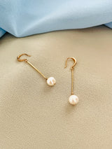 PEARLENE - DAINTY METAL WITH 8-8.5MM FRESHWATER PEARL EARRINGS