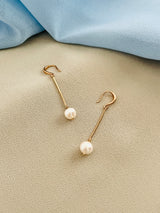 PEARLENE - DAINTY METAL WITH 8-8.5MM FRESHWATER PEARL EARRINGS