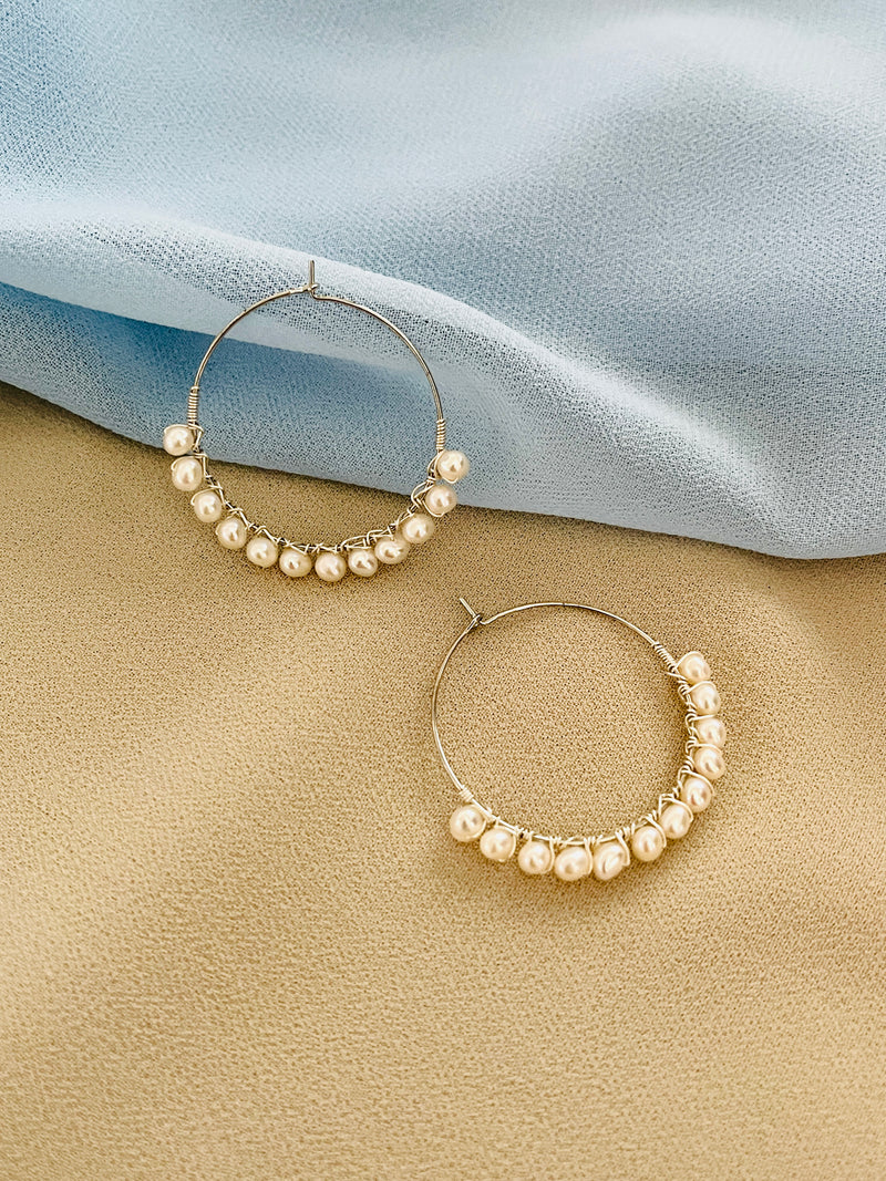 PEARLENE - CLASSICS 4.5-5MM FRESHWATER PEARL HOOP EARRINGS