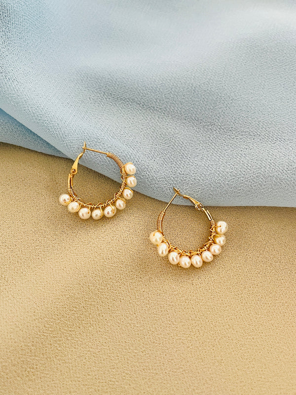 PEARLENE - CLASSIC 4.5-5MM FRESHWATER PEARL HOOP EARRINGS