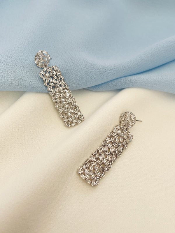 ISIS - Multi-Crystal Rectangular Drop Earrings In Silver - JohnnyB Jewelry