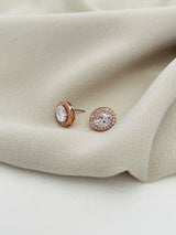 CLEA - Oval-Setting CZ Crystal Stud Earrings - JohnnyB Jewelry