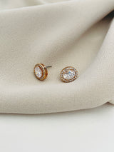 CLEA - Oval-Setting CZ Crystal Stud Earrings - JohnnyB Jewelry