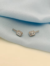 YOLANDA - Square CZ Crystal Earrings In Silver - JohnnyB Jewelry